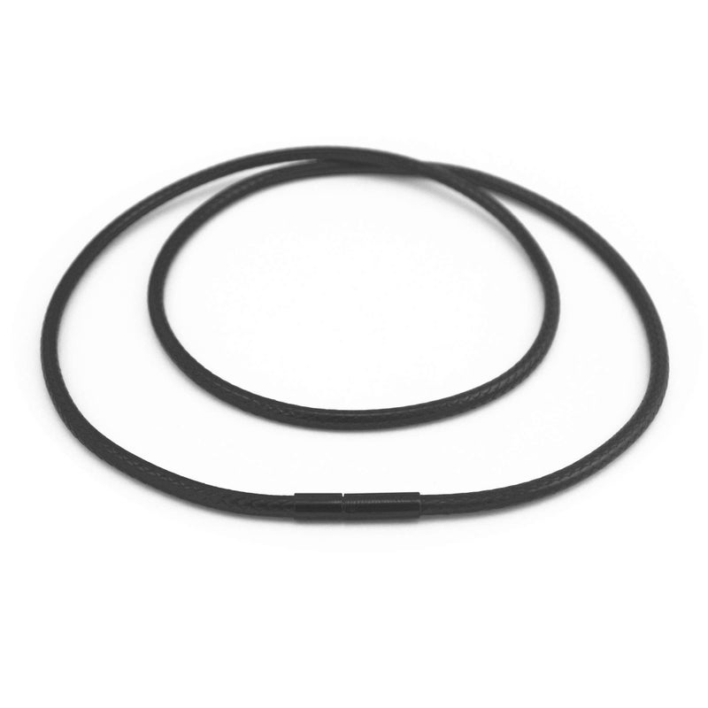 Glory Qin 2mm Black Wax Wire Leather Cord Chain Stainless Steel Rice Clasps Necklace Rope Chain 16 TO 28 Inch (20 Inches) - Image 2